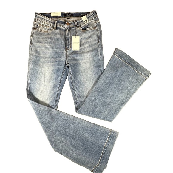 Judy Blue Denim - Judy Blue Jeans 11/30 High Waist Trouser Flare Boho Festival Retro Med Wash New